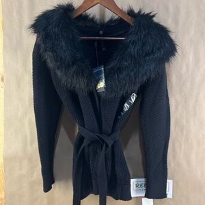 NWT Guess Women’s Cardigan with Faux Fur (Size M)